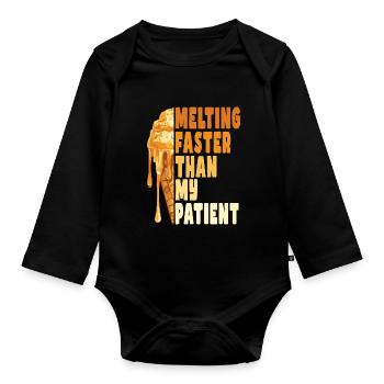 Fondre plus vite que ma patience - Body Bébé bio manches longues - noir - Devant