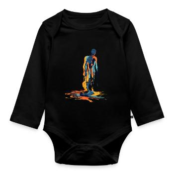 Explosion de couleurs Silhouette humaine - Body Bébé bio manches longues - noir - Devant