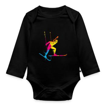 Biathlon Colorful Winter Sports Snow Biathlete Winter S - Organic Longsleeve Baby Bodysuit - black - Front