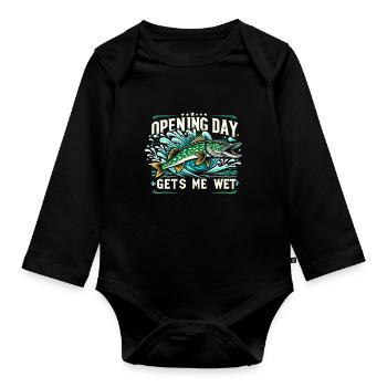 Northern Pike Fisherman Pike Fishing Rod Pike Fish - Organic Longsleeve Baby Bodysuit - black - Front