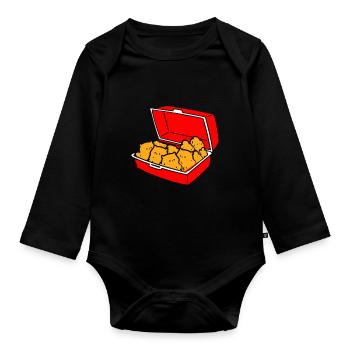 Croquettes de chaton Mignon Fast-Food Nourriture pour chats - Body Bébé bio manches longues - noir - Devant