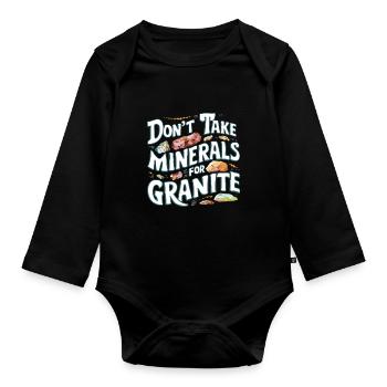 Geology Stone Hunt Agate Hunter Stone Collecting - Organic Longsleeve Baby Bodysuit - black - Front