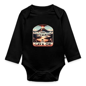 Drôle de volcan lave géologie roche chasse géologue - Body Bébé bio manches longues - noir - Devant