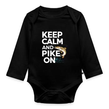 Northern Pike Fisherman Pike Fishing Rod Pike Fish - Organic Longsleeve Baby Bodysuit - black - Front