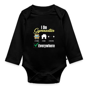 Ich Mache Überall Gymnastik Lustiger - Baby Bio-Langarm-Body - Schwarz - Vorne