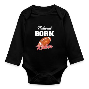 Quarterback de football kicker né naturel - Body Bébé bio manches longues - noir - Devant