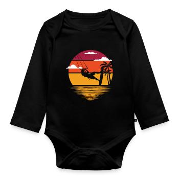 Kitesurfing - Baby Bio-Langarm-Body - Schwarz - Vorne