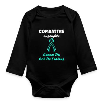 Sensibilisation au cancer du col de l'utérus - Body Bébé bio manches longues - noir - Devant