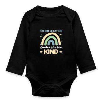 I'm now a kindergarten child kindergarten - Organic Longsleeve Baby Bodysuit - black - Front