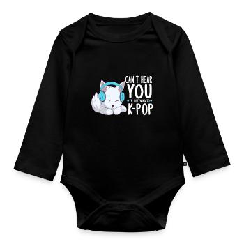 Je ne t’entends pas, j’écoute de la K-pop, Arctic Fox - Body Bébé bio manches longues - noir - Devant