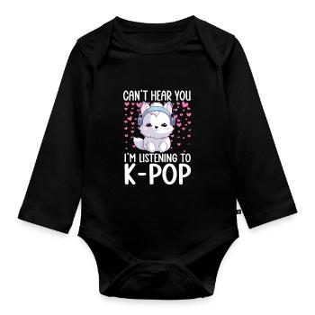 Je ne t’entends pas, j’écoute de la K-pop, Arctic Fox - Body Bébé bio manches longues - noir - Devant