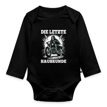 Skeleton Biker La dernière maison lap Fan de moto - Body Bébé bio manches longues - noir - Devant
