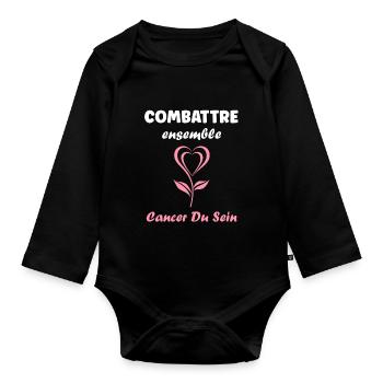 Sensibilisation cancer du sein - Body Bébé bio manches longues - noir - Devant