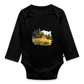 Gemütliches Landhaus In Idyllischer Natur - Baby Bio-Langarm-Body - Schwarz - Vorne