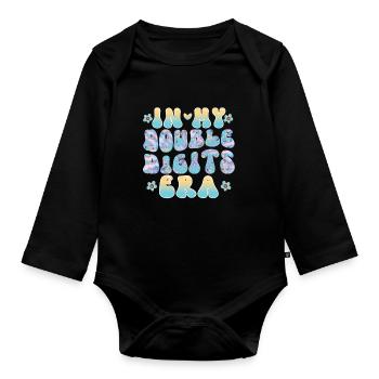 Double Digit Birthday Decoration Girls 10 - Organic Longsleeve Baby Bodysuit - black - Front