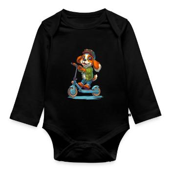 Beagle Roller - Baby Bio-Langarm-Body - Schwarz - Vorne