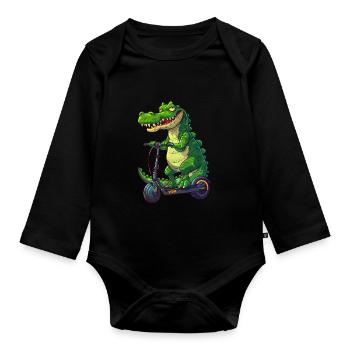 Rouleau crocodile - Body Bébé bio manches longues - noir - Devant