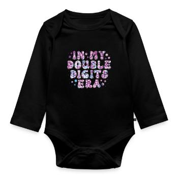Double Digit Birthday Decoration Girls 10 - Organic Longsleeve Baby Bodysuit - black - Front