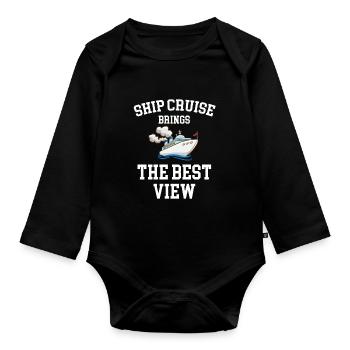 Ship cruise brings the best views - Organic Longsleeve Baby Bodysuit - black - Front