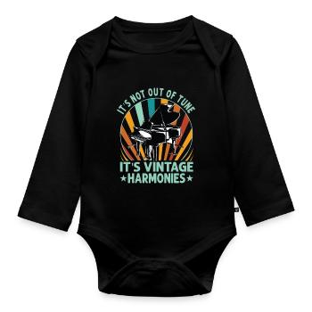 Keyboard-pianist-musiker-musikliebhaber-outfit - Baby Bio-Langarm-Body - Schwarz - Vorne