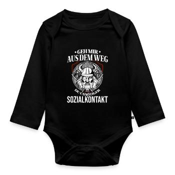 Wikinger Tshirt Viking Valhalla Walhalla Gott Odin - Baby Bio-Langarm-Body - Schwarz - Vorne