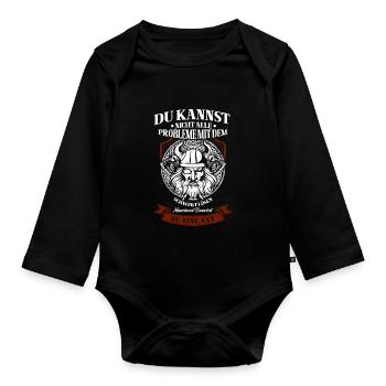 Viking Tshirt Viking Valhalla Valhalla God Odin - Organic Longsleeve Baby Bodysuit - black - Front