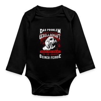 Wikinger Tshirt Viking Valhalla Walhalla Gott Odin - Baby Bio-Langarm-Body - Schwarz - Vorne
