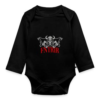 T-shirt Viking Valhalla Valhalla Dieu Odin - Body Bébé bio manches longues - noir - Devant