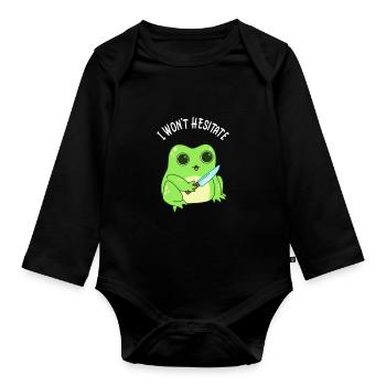 Grenouille Kawaii Folle Avec Couteau - Body Bébé bio manches longues - noir - Devant