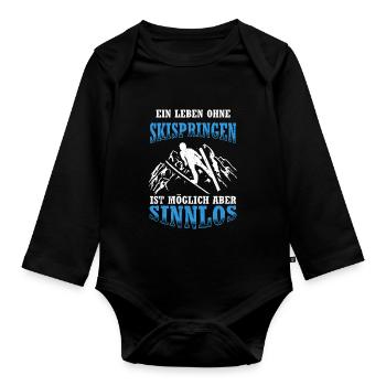 Ski Jumping Ski Flying Ski Holidays Winter Sports Skisp - Organic Longsleeve Baby Bodysuit - black - Front