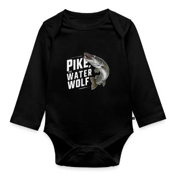 Northern Pike Fisherman Pike Fishing Rod Pike Fish - Organic Longsleeve Baby Bodysuit - black - Front