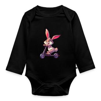 Rouleau de lapin - Body Bébé bio manches longues - noir - Devant