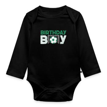Geburtstagsbuldenfußballspieler Bday Team Party - Baby Bio-Langarm-Body - Schwarz - Vorne