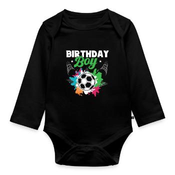Geburtstagsbuldenfußballspieler Bday Team Party - Baby Bio-Langarm-Body - Schwarz - Vorne