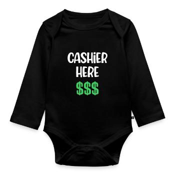 Caissier Drôle Comptable Commis - Body Bébé bio manches longues - noir - Devant