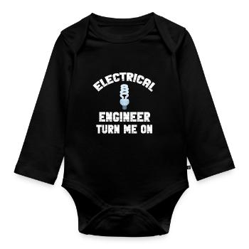 Ingénieur électricien Allumez-moi Désactivez le physicien - Body Bébé bio manches longues - noir - Devant