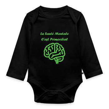 sensibilisation santé mentale - Body Bébé bio manches longues - noir - Devant