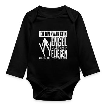 I'm not an angel but I can fly - Organic Longsleeve Baby Bodysuit - black - Front