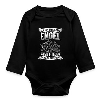 I'm not an angel but I can fly - Organic Longsleeve Baby Bodysuit - black - Front