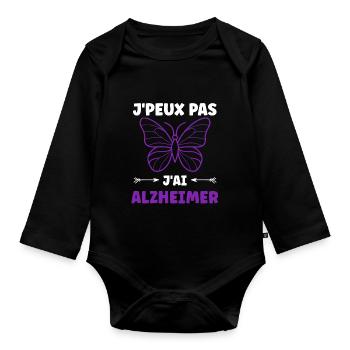 Sensibilisation à la maladie d’Alzheimer - Body Bébé bio manches longues - noir - Devant