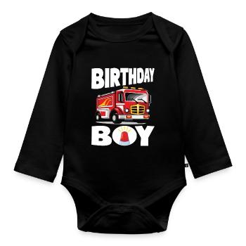 Garçon D’anniversaire Pompier Garçon D’anniversaire - Body Bébé bio manches longues - noir - Devant