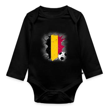 Belgique Belgique Belgique Belgique Bruxelles Football - Body Bébé bio manches longues - noir - Devant