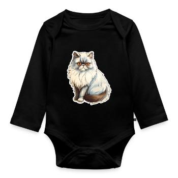 Persian cat - Organic Longsleeve Baby Bodysuit - black - Front