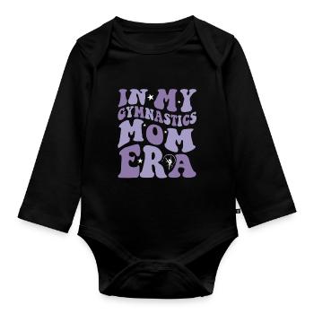 In My Gymnastics Mom Era on back - Baby Bio-Langarm-Body - Schwarz - Vorne