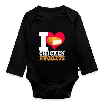 Croquettes de poulet Drôle Amateur de pépites de restauration rapide - Body Bébé bio manches longues - noir - Devant