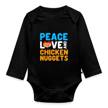 Croquettes de poulet Drôle Amateur de pépites de restauration rapide - Body Bébé bio manches longues - noir - Devant