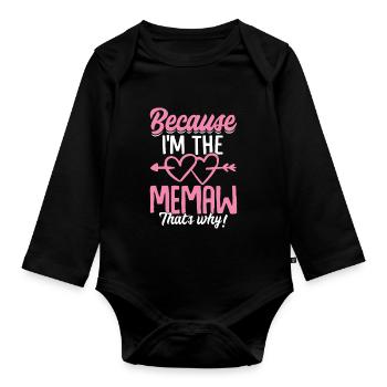 Drôle Memaw Arrière-grand-mère Gigi Mamie Nounou - Body Bébé bio manches longues - noir - Devant