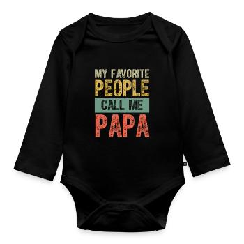 Mes personnes préférées m’appellent Papa Vintage Funny - Body Bébé bio manches longues - noir - Devant