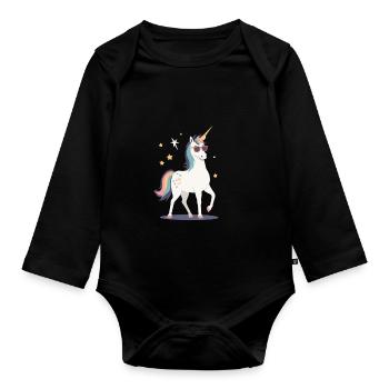 Licorne Maman Drôle Et Élégant Licorne Femme - Body Bébé bio manches longues - noir - Devant