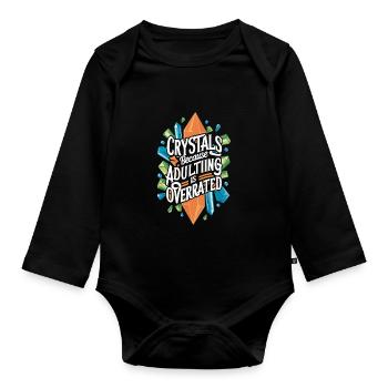 Kristallheilung Krytale Kristalle Und Steine - Baby Bio-Langarm-Body - Schwarz - Vorne